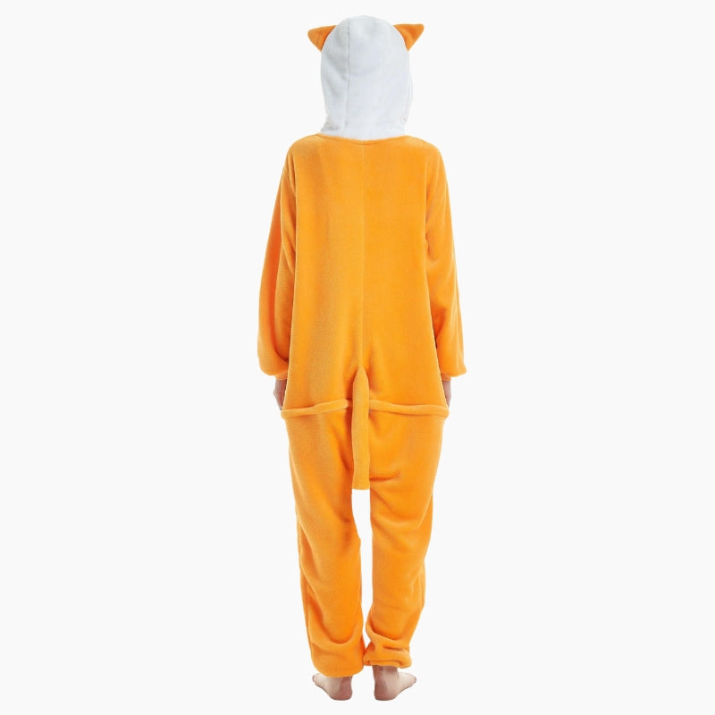 Combinaison pyjama renard orange avec capuche et oreilles