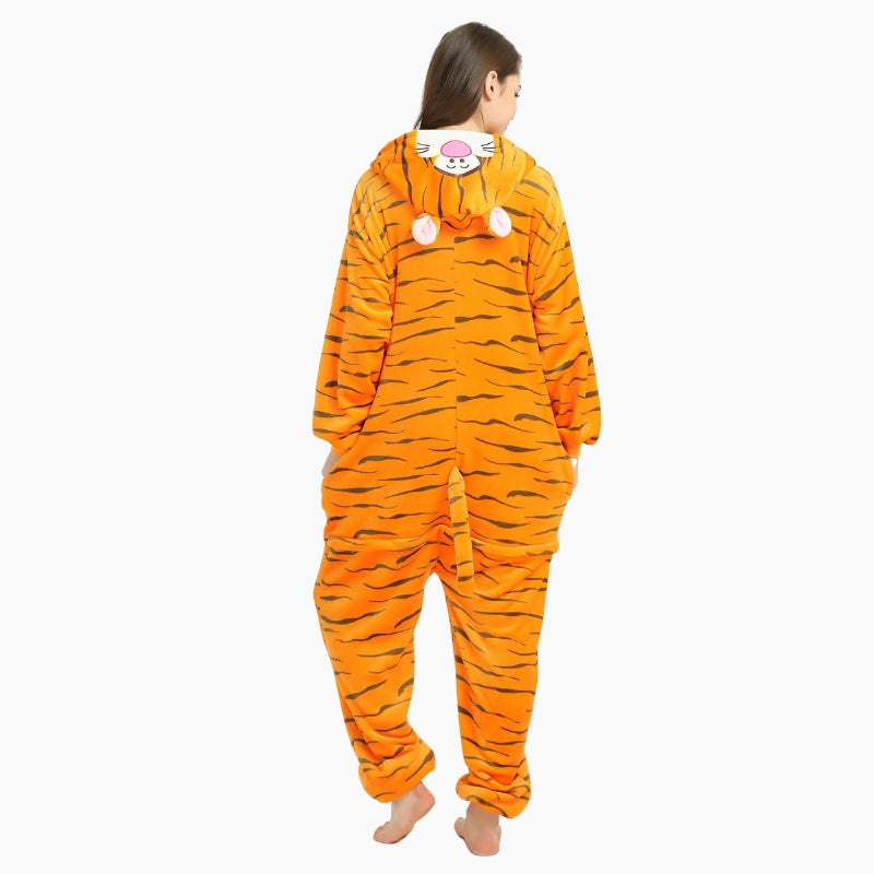Combinaison tigre orange avec capuche et oreilles