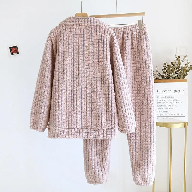 Pyjama mauve clair en Pilou pour femme, vue de face