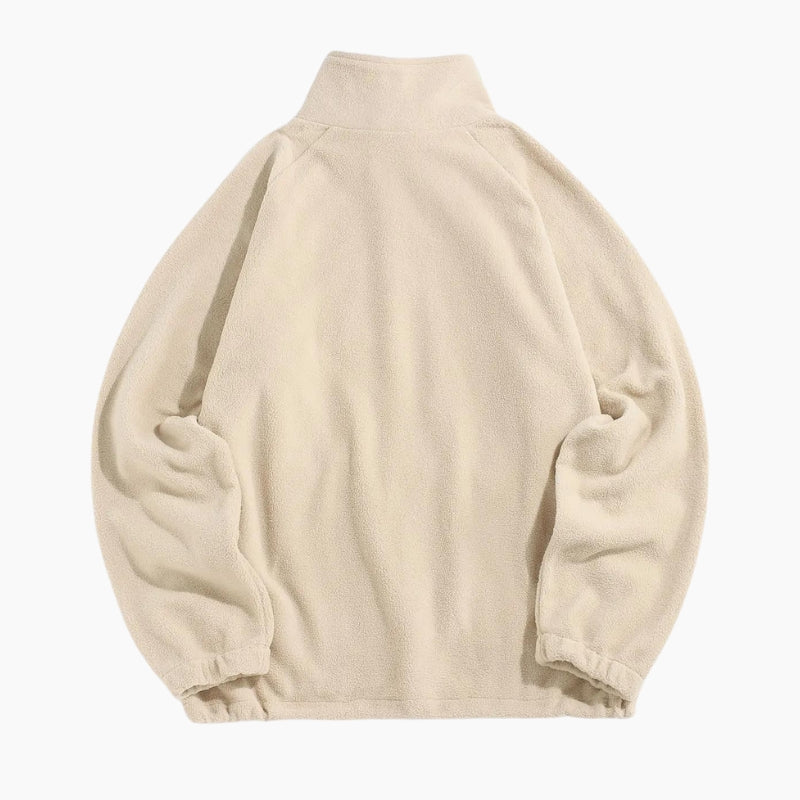 Pull beige pour femme avec col montant et manches longues