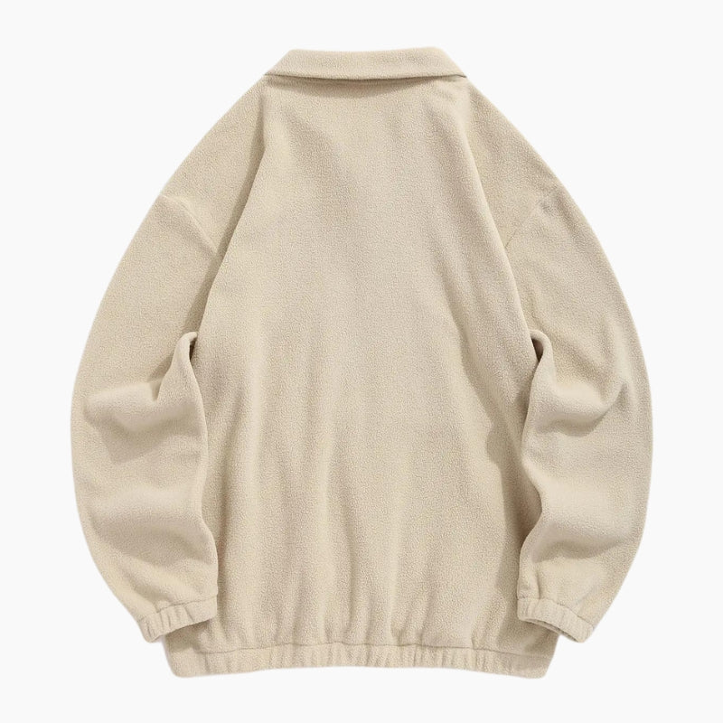 Pull beige en matière moumoute pour femme, vue de face