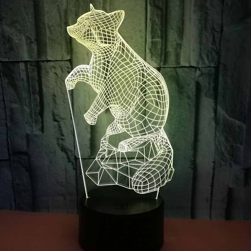 Lampe veilleuse renard LED avec sept couleurs changeantes