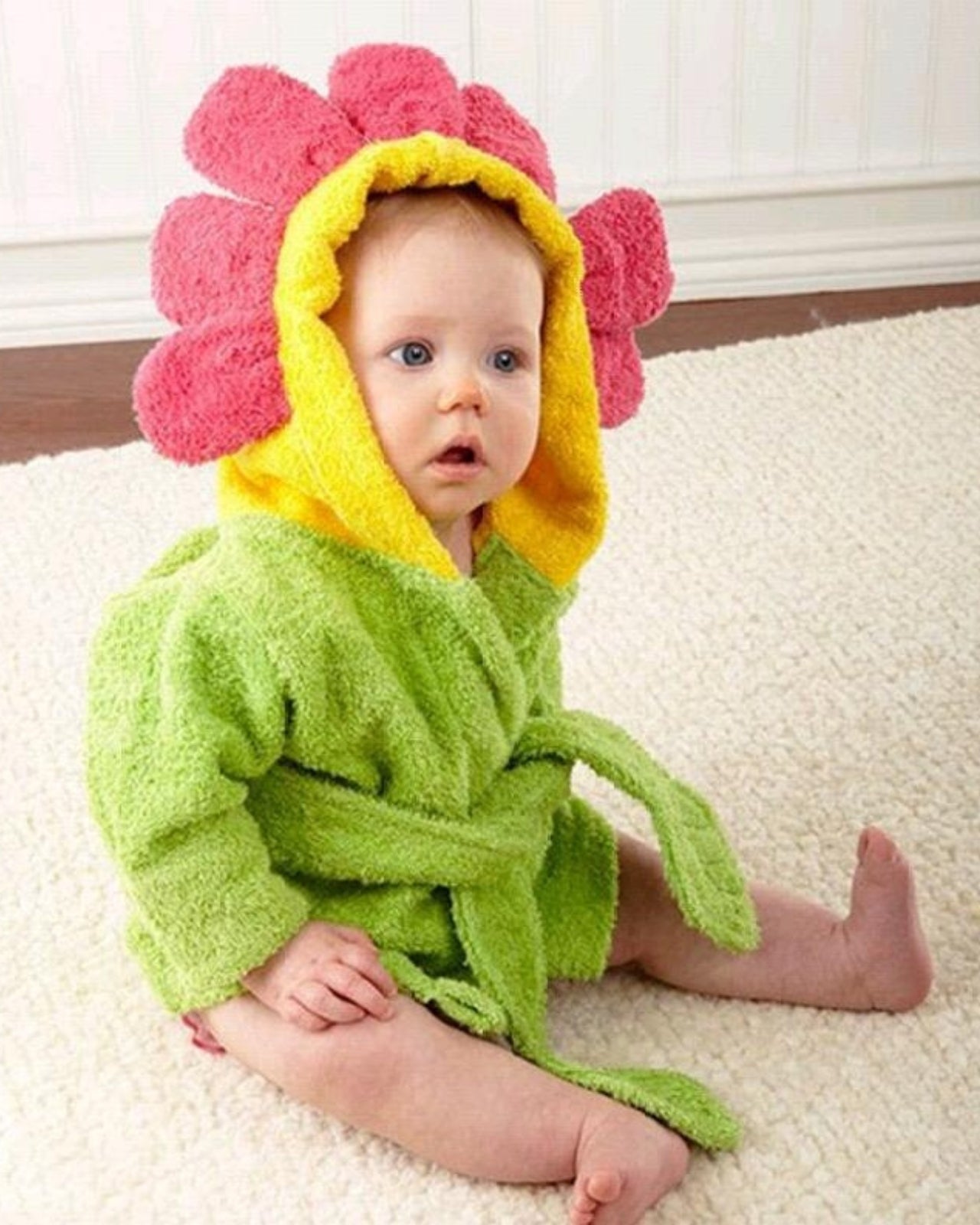 Peignoir bébé tournesol en coton