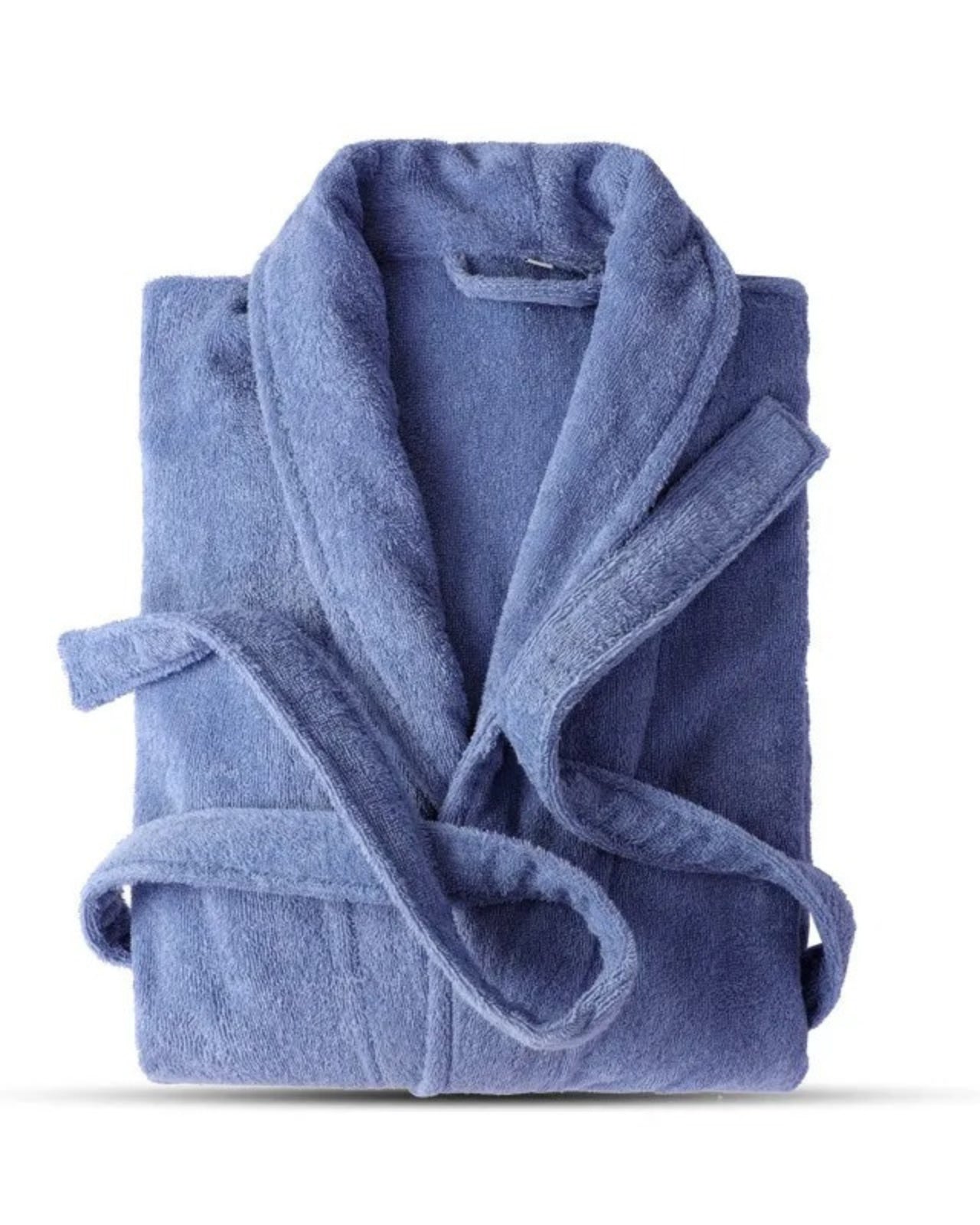 Peignoir homme polaire couleur uni bleu 100% coton