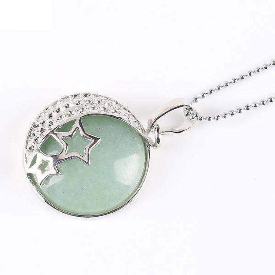 Pendentif demi-lune avec cristal de roche en argent