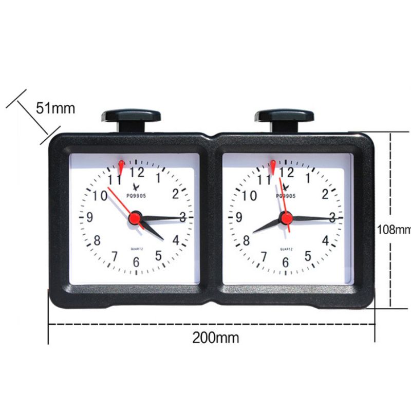 Pendule d'échecs avec clips de verrouillage sur les boutons
