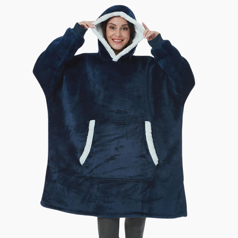 Poncho plaid rose en pilou pilou avec poche kangourou