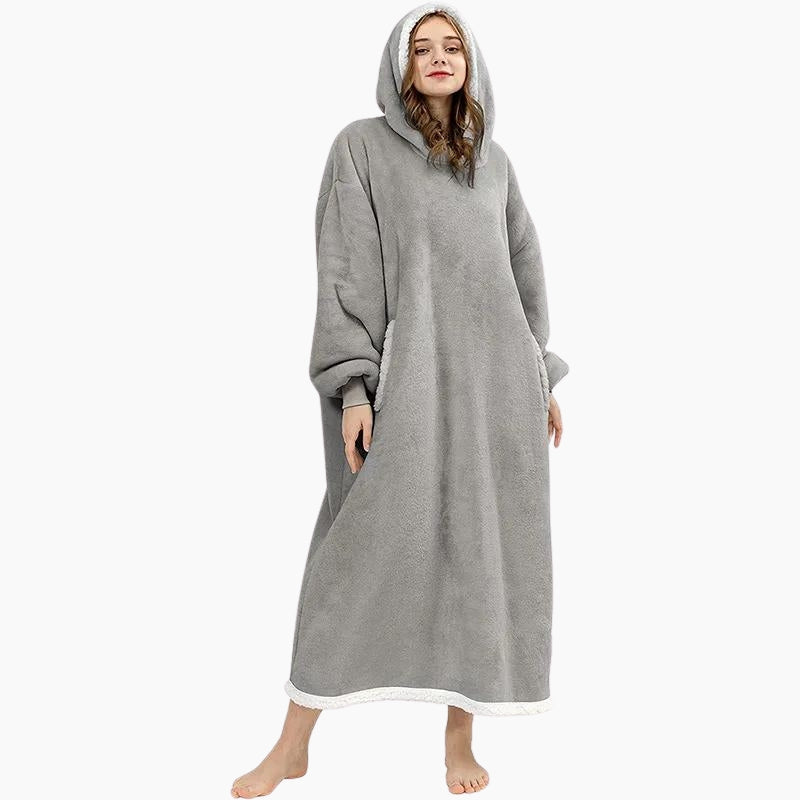 Pull plaid gris en Pilou Pilou avec capuche