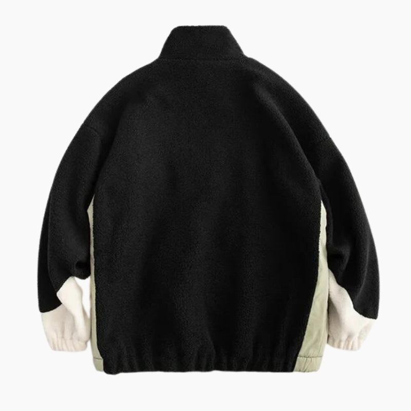 Pull bicolore homme en Pilou Pilou avec col rond et zip