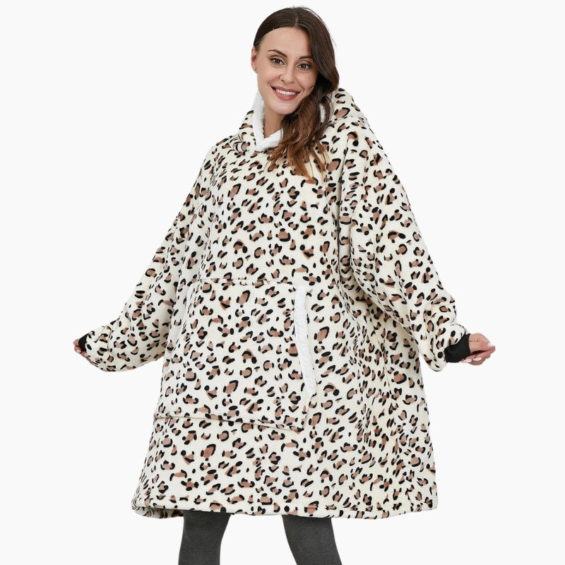 Pull léopard Pilou Pilou avec poche kangourou et capuche