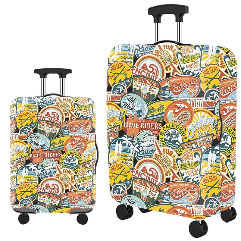 Housse de valise en Lycra imperméable sur une valise grise