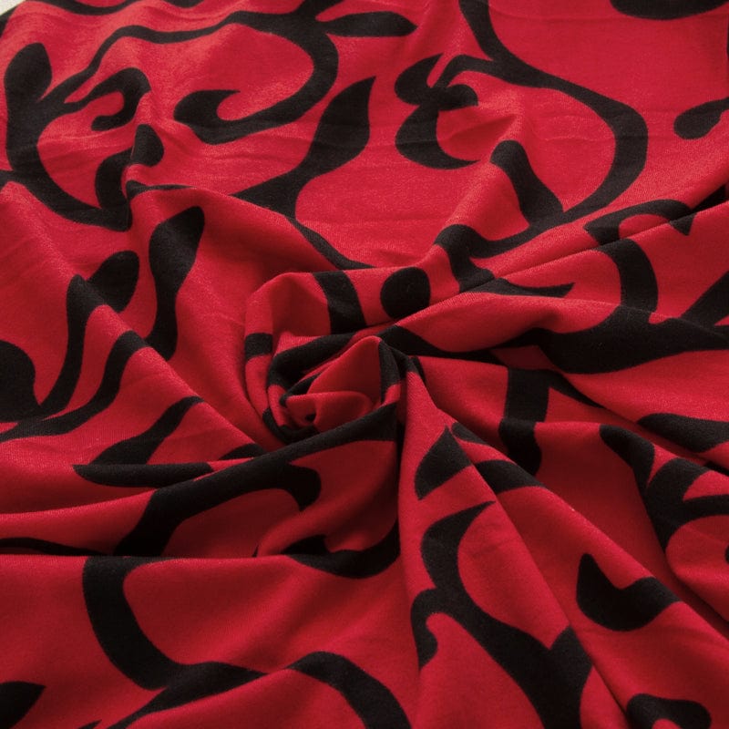 Housse de coussin rouge, motif floral, tissu lavable en machine