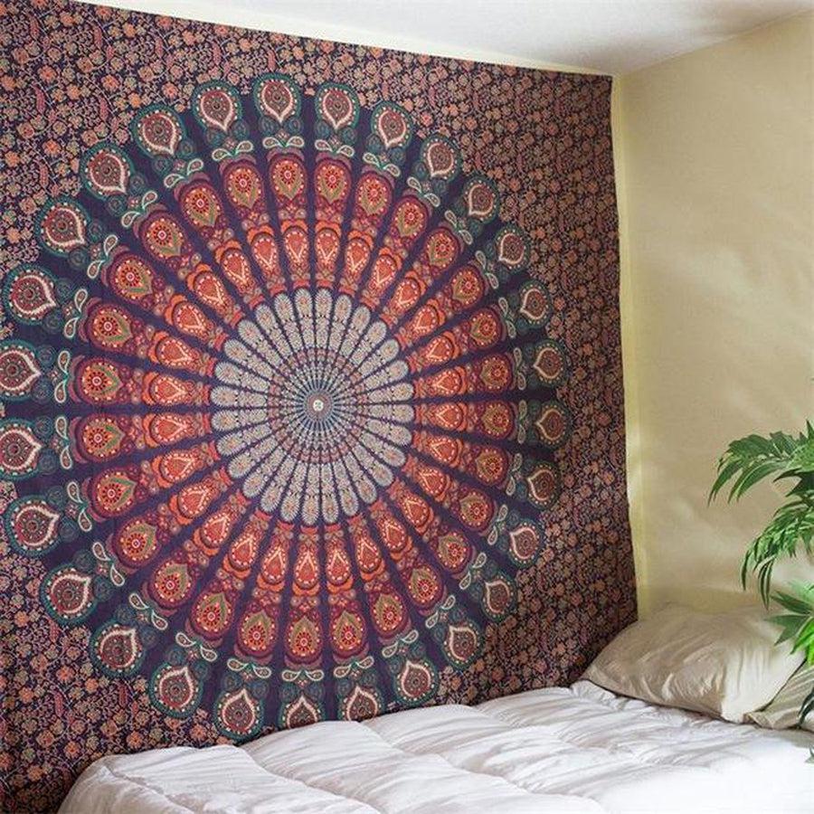 Motifs symétriques d'un mandala sur fond coloré