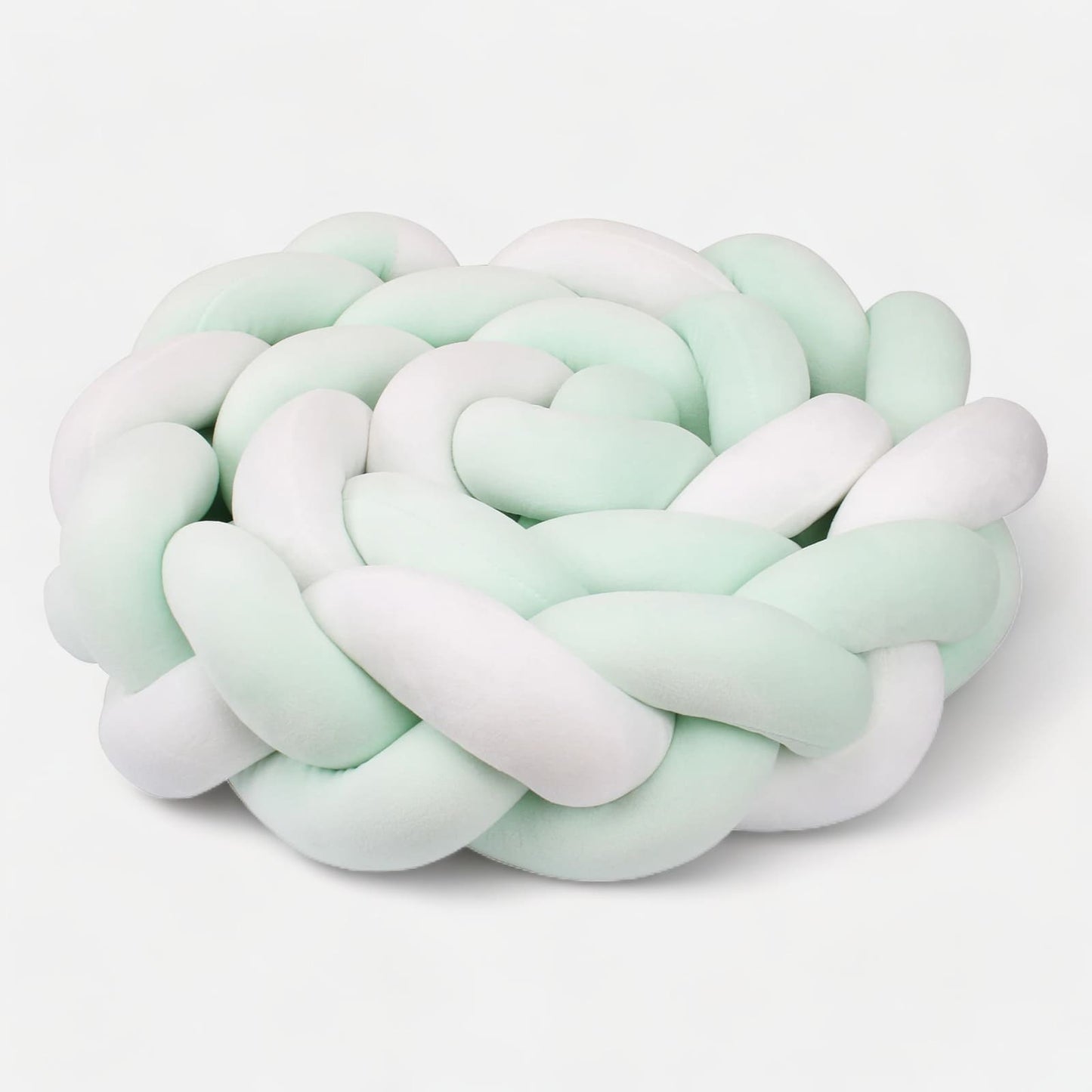 Tour de lit tressé vert menthe en coton doux pour bébé