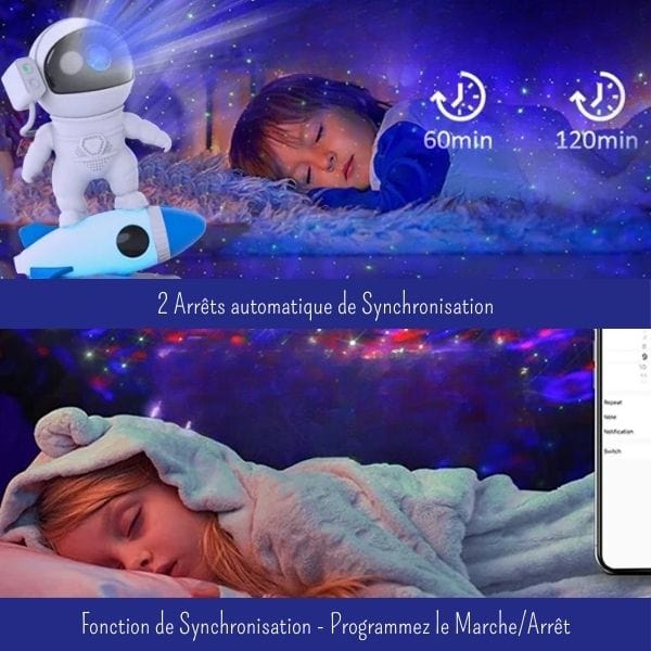 Astronaute en position assise avec casque lumineux