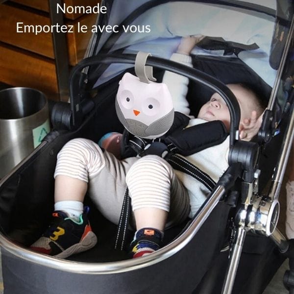 Détail de la veilleuse hibou avec sangle en silicone