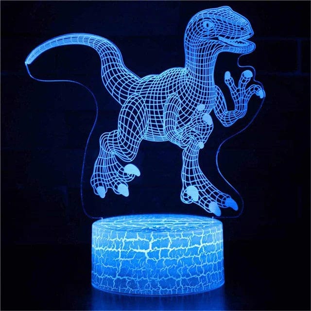 Veilleuse dinosaure 3D LED avec socle craquelé multicolore