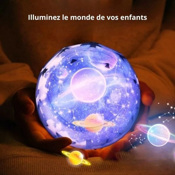 Veilleuse enfant projetant des étoiles colorées au plafond