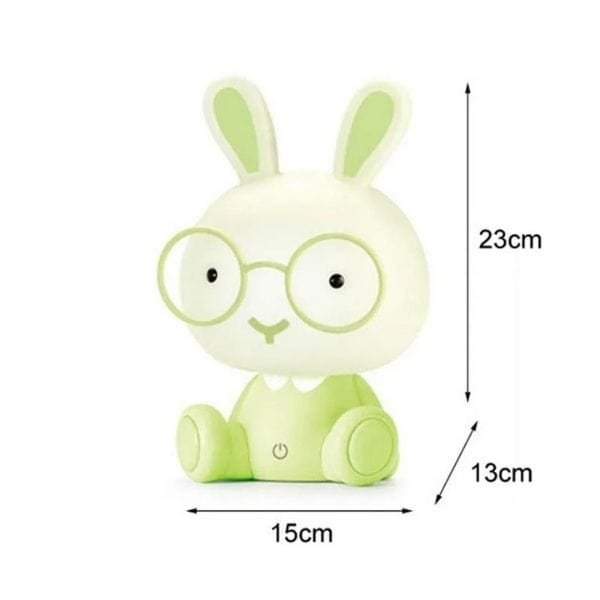 Lapin veilleuse tactile, lunettes rondes, design mignon