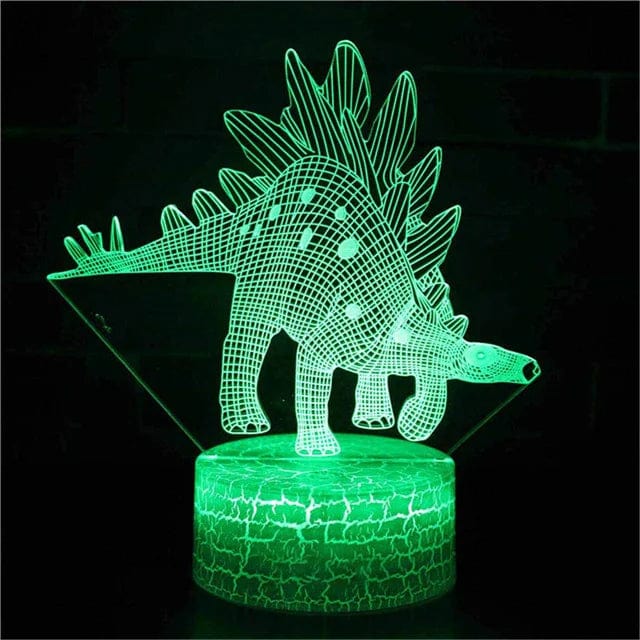 Veilleuse dinosaure 3D avec base lumineuse colorée
