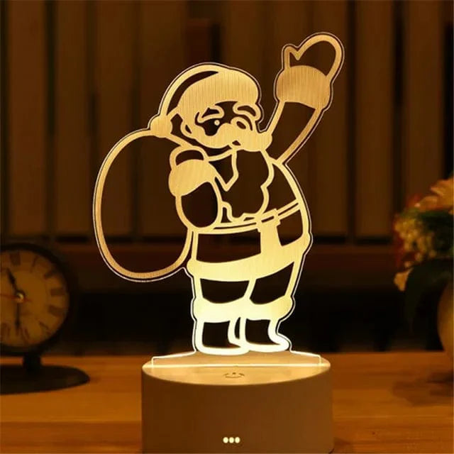 Veilleuse LED en forme de Père Noël, effet 3D élégant