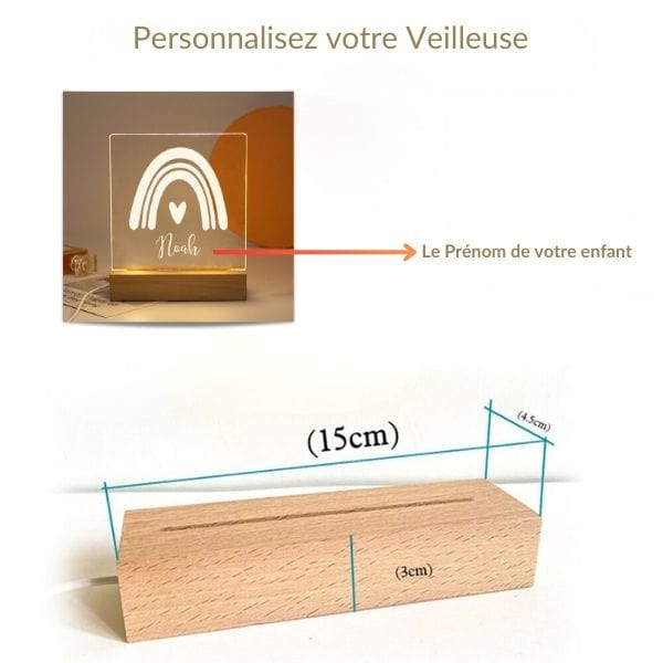 Veilleuse enfant personnalisée avec prénom illuminé dans une chambre étoilée
