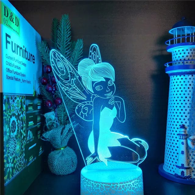 Veilleuse fée assise 3D avec lumière multicolore