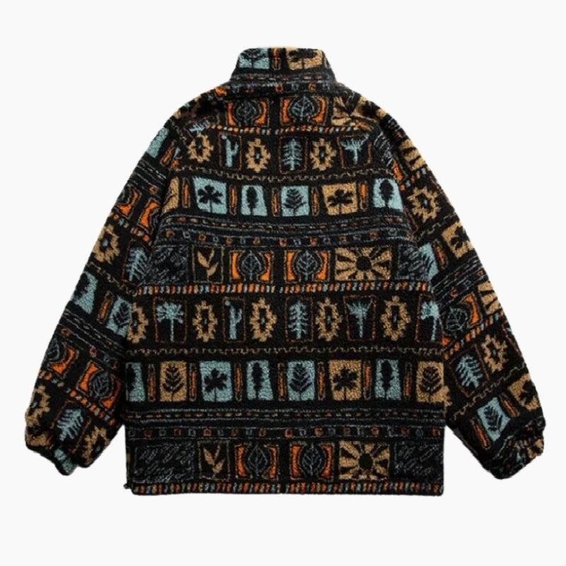 Veste homme à motifs ethniques, imitation peau de mouton