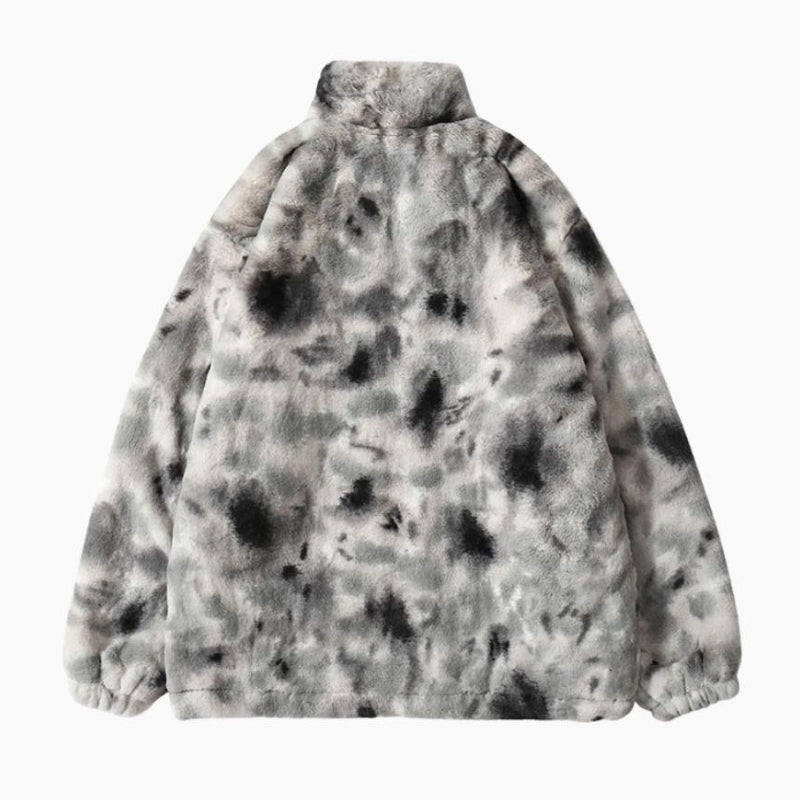Veste peau lainée homme avec col montant et poches