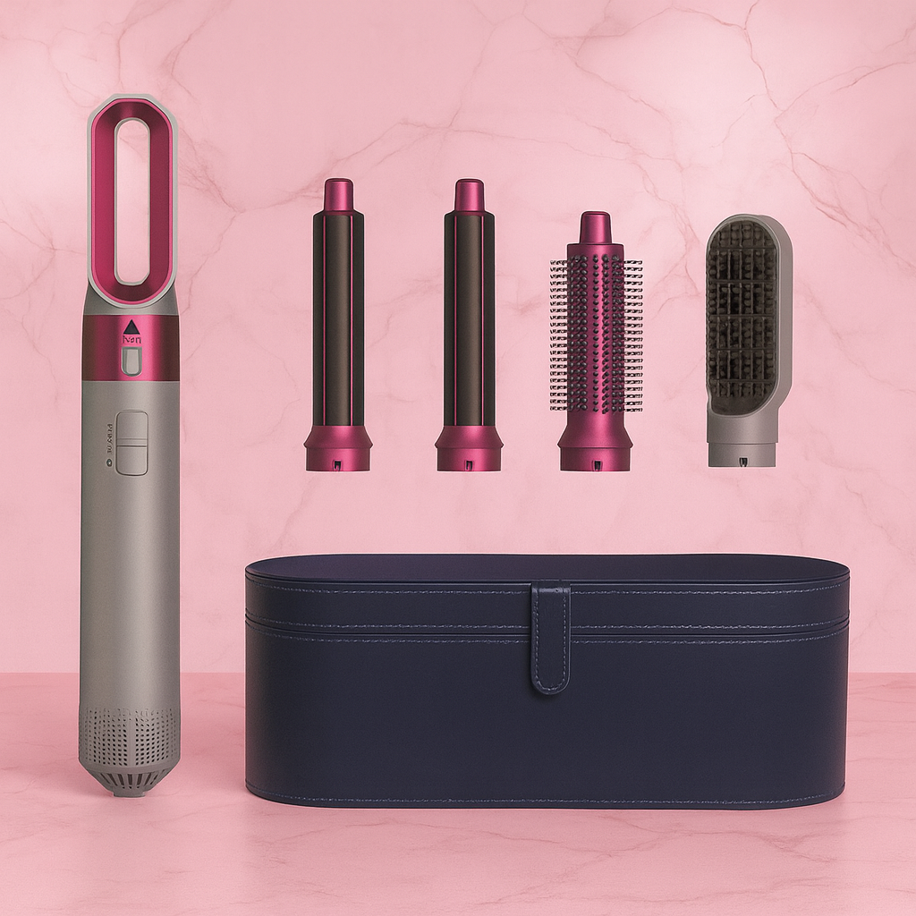 Vue d'ensemble des cinq embouts pour différents styles de coiffure