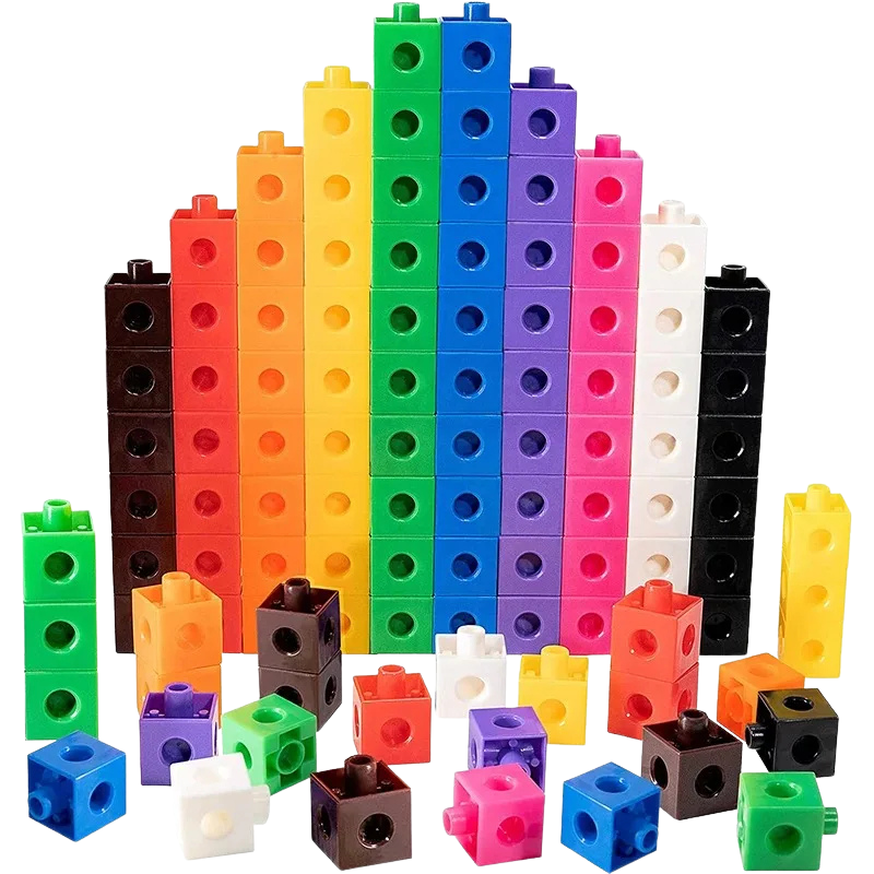 Vue d'ensemble des 100 pièces empilables colorées pour enfants