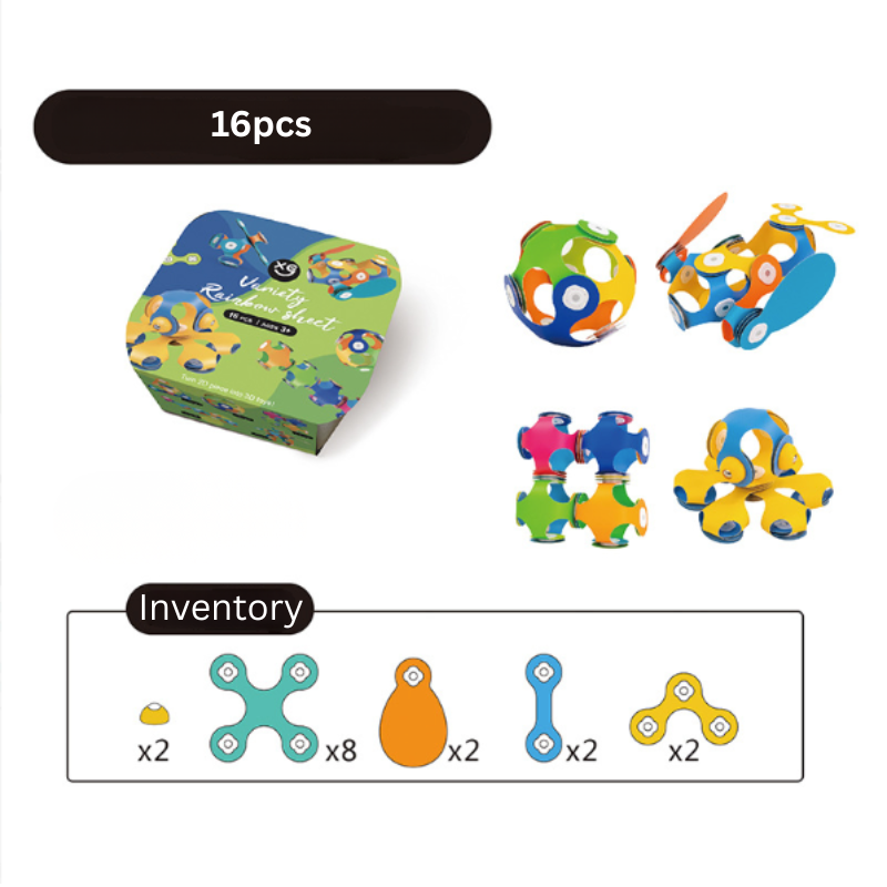 Kit de construction magnétique de 16 pièces disposé en cercle