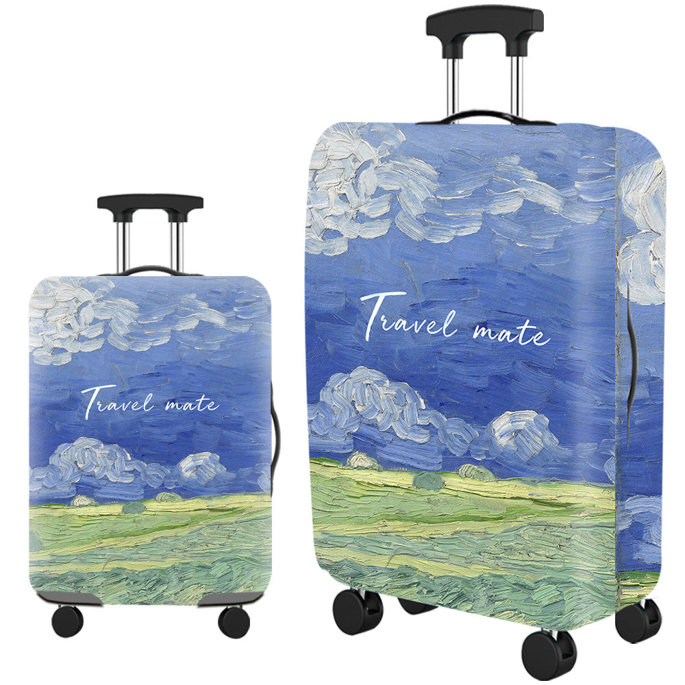 Housse de valise en Lycra imperméable sur une valise grise