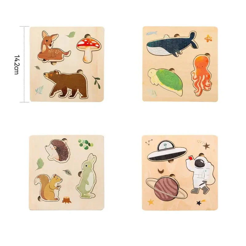 Vue rapprochée des pièces du puzzle tangram en bois