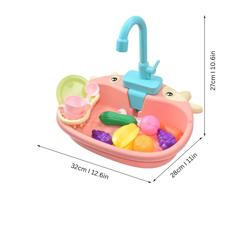 Évier pour enfants avec robinet fonctionnel et jouets