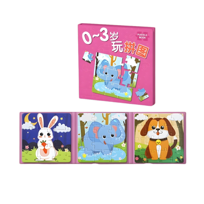 Puzzle magnétique pour enfants montrant une scène de dinosaure