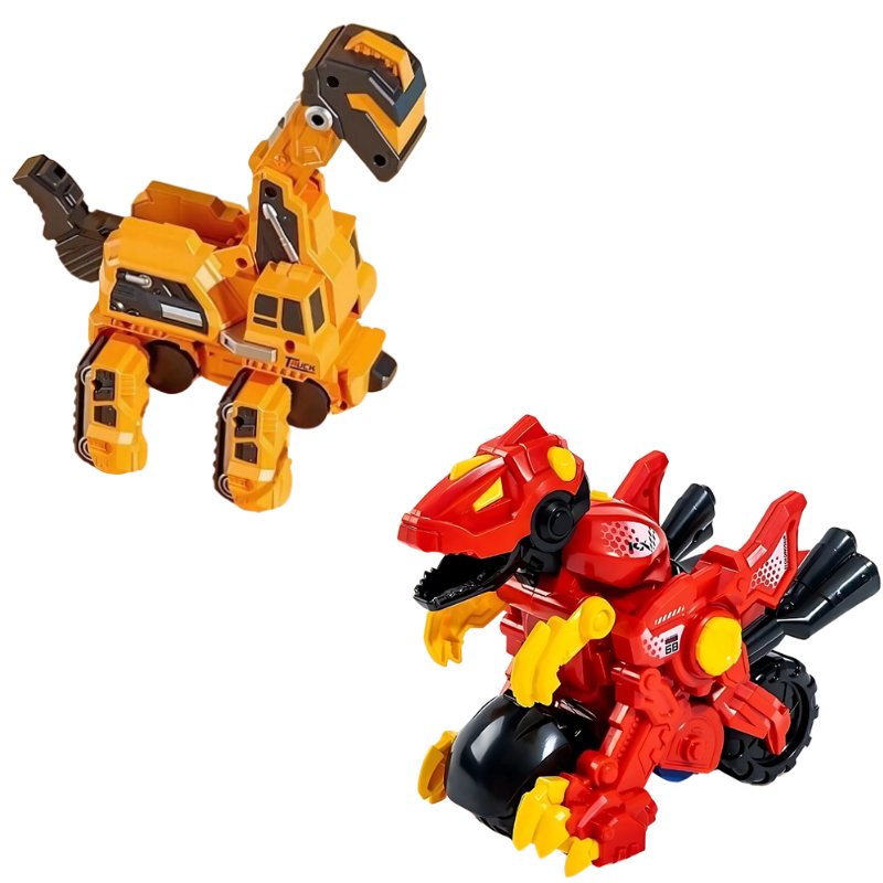 Deux voitures dinosaures transformables en pack
