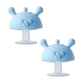 Deux sucettes bleues avec étui de rangement hygiénique