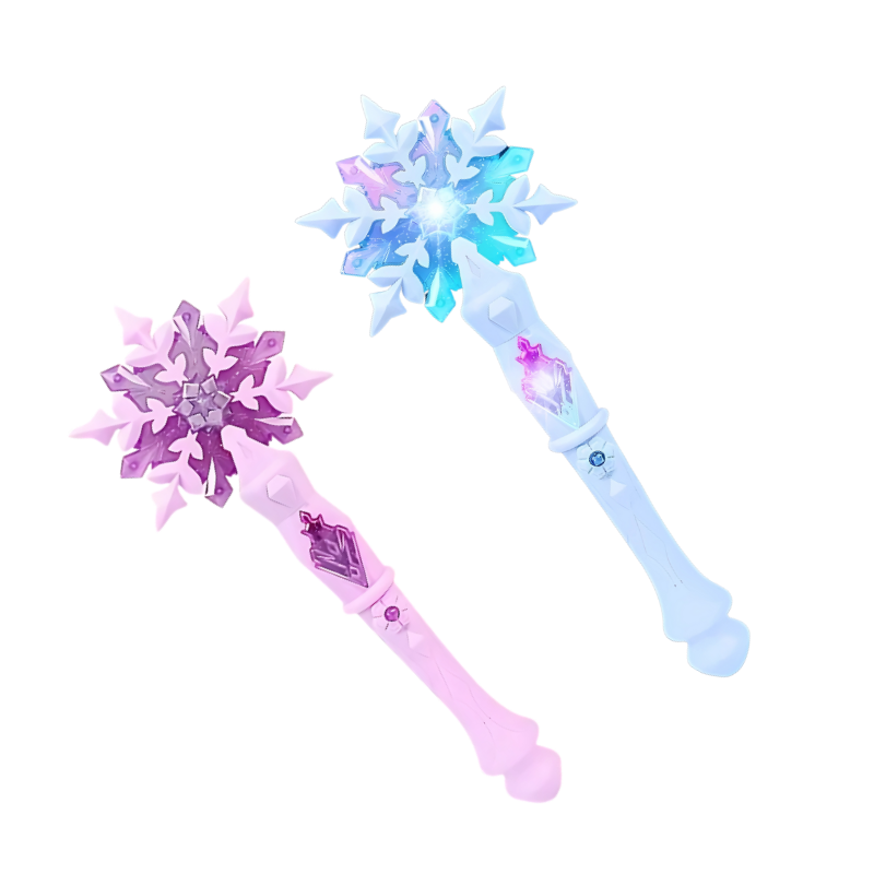 Deux baguettes magiques lumineuses, une rose et une bleue, en ensemble