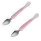 Duo de cuillères roses pour enfants, design ergonomique