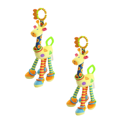 Lot de deux anneaux de dentition et hochets assortis