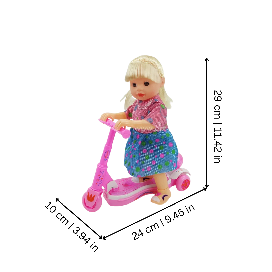 Dimensions de la poupée musicale interactive en centimètres et pouces