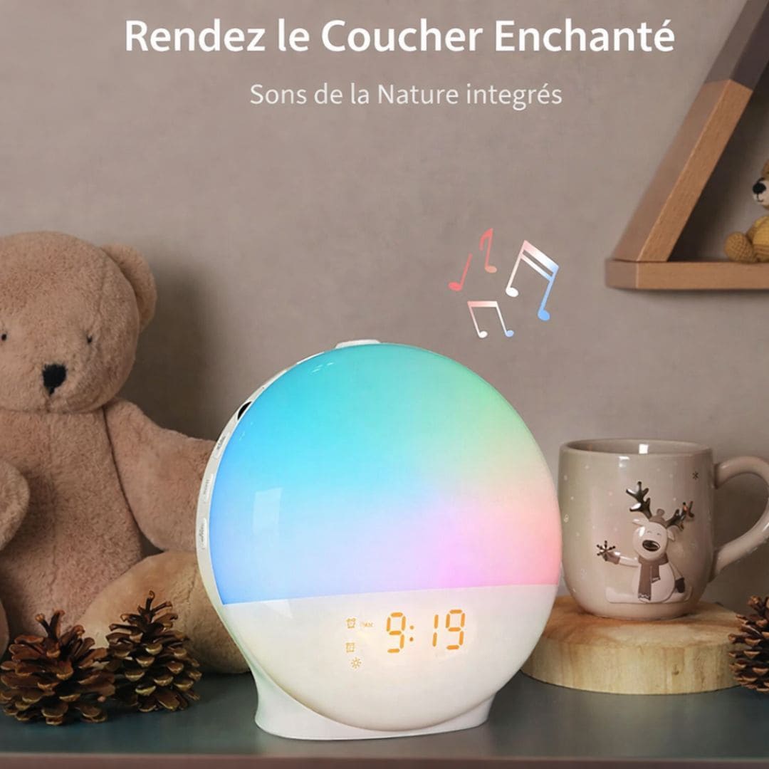 Réveil en mode simulation lever de soleil, lumière douce