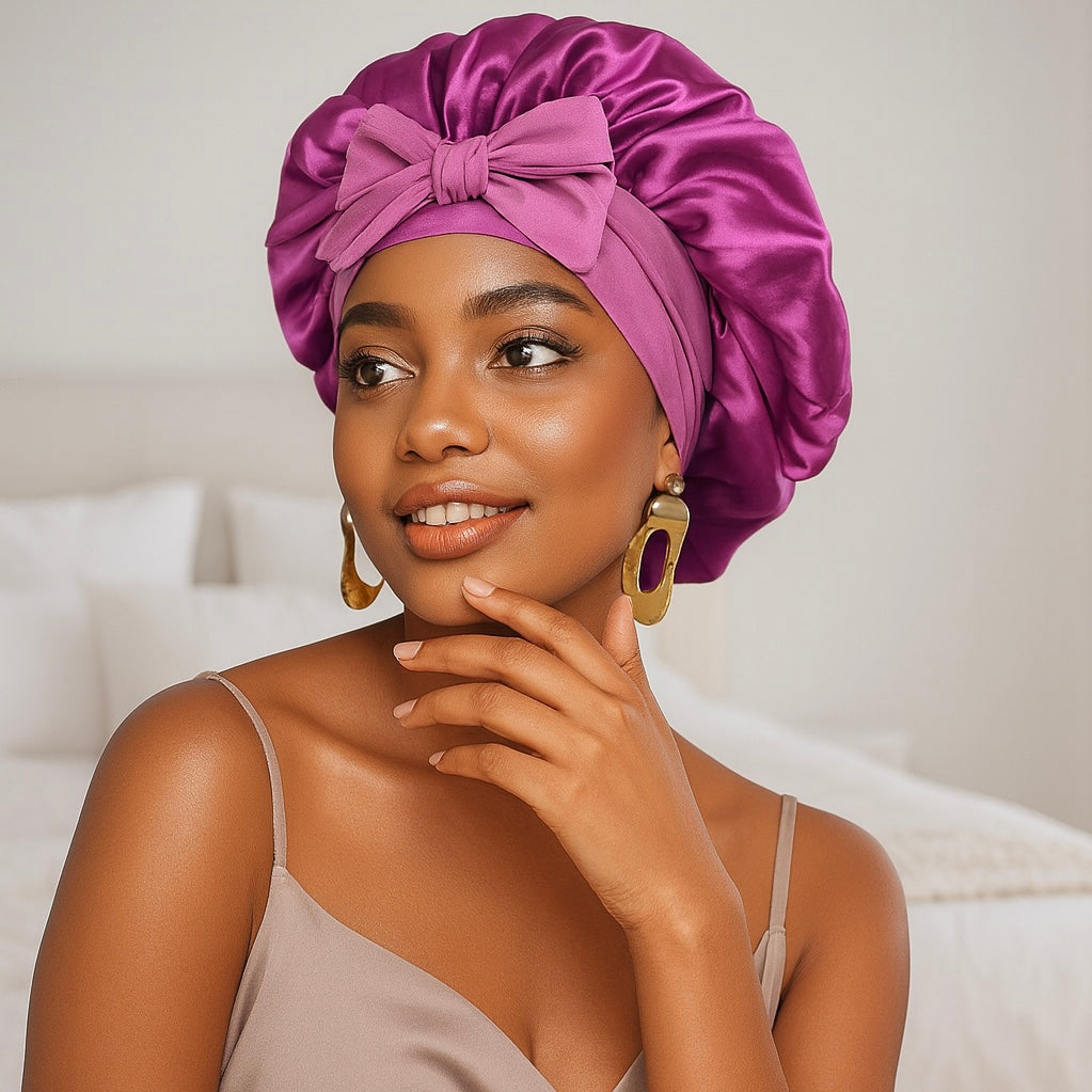 Bonnet en satin plié, prêt à être utilisé
