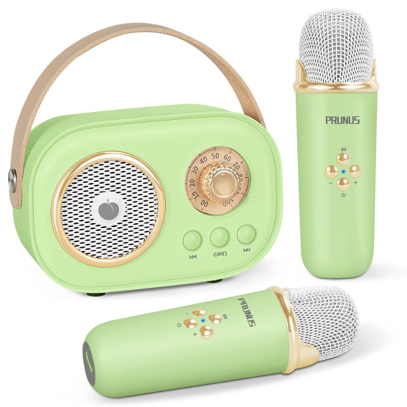 Deux micros sans fil verts pour chanter en duo