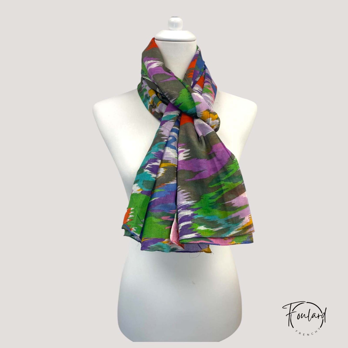 Foulard en coton aux motifs ethniques multicolores