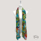 Vue d'ensemble du foulard fleuri aux couleurs vives