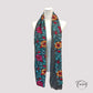 Foulard gris charbon avec broderies florales colorées