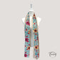 Foulard beige avec broderies florales multicolores