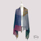 Foulard violet avec pompons et franges satinées